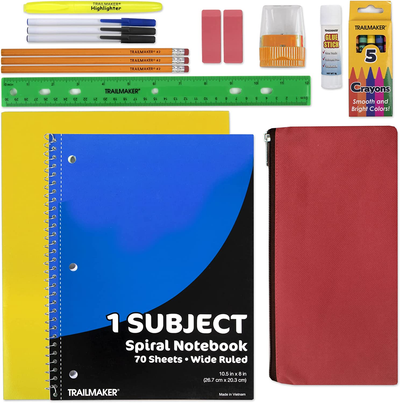 20 Piece School Supplies for K-12 Back to School Supplies for Students School Supply Kit Bundle Pack for Boys and Girls