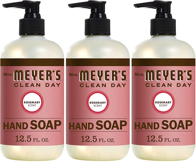 Mrs. Meyer's Clean Day Liquid Hand Soap, Cruelty Free and Biodegradable Hand Wash Formula Made with Essential Oils, Rosemary Scent, 12.5 oz - Pack of 3