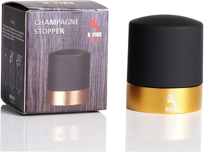 Champagne Stopper with Aluminium Ring, Professional Bottle Sealer for Champagne, Cava, Prosecco & Sparkling Wine, Saver Plug, Compact Champagne Bottle Plug (GOLD, Champagne)