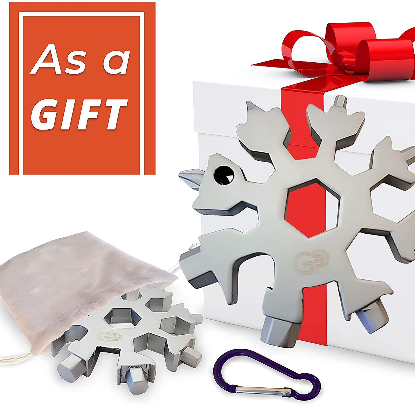 18-In-1 Snowflake Multi Tool, Stainless Steel Snowflake,Portable Metal Fidget Spinner Multi-Tool for Outdoor Camping & Christmas Gift.