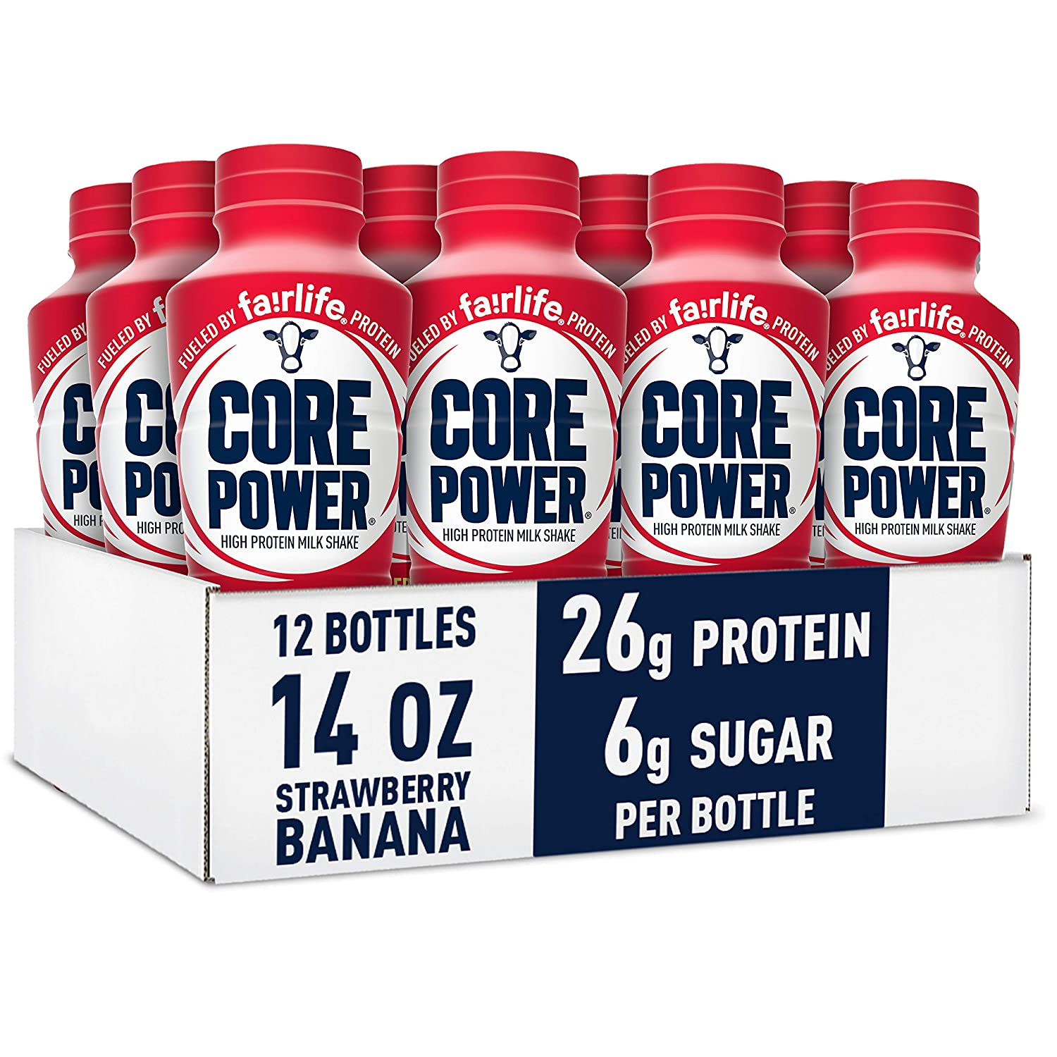 Core Power Fairlife Core Power High Protein Milk Shake, Strawberry Banana, 14 Fl Oz (Pack of 12)