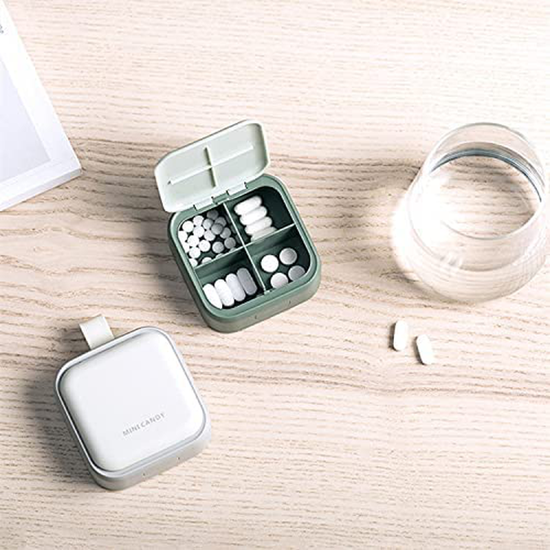 Aebor Pill Organizer, Portable Travel Pill Organizer Case, Cute Travel Pill Container Vitamin Holder, Weekly Pill Cases, Small Pill Medicine Organizer (Green)