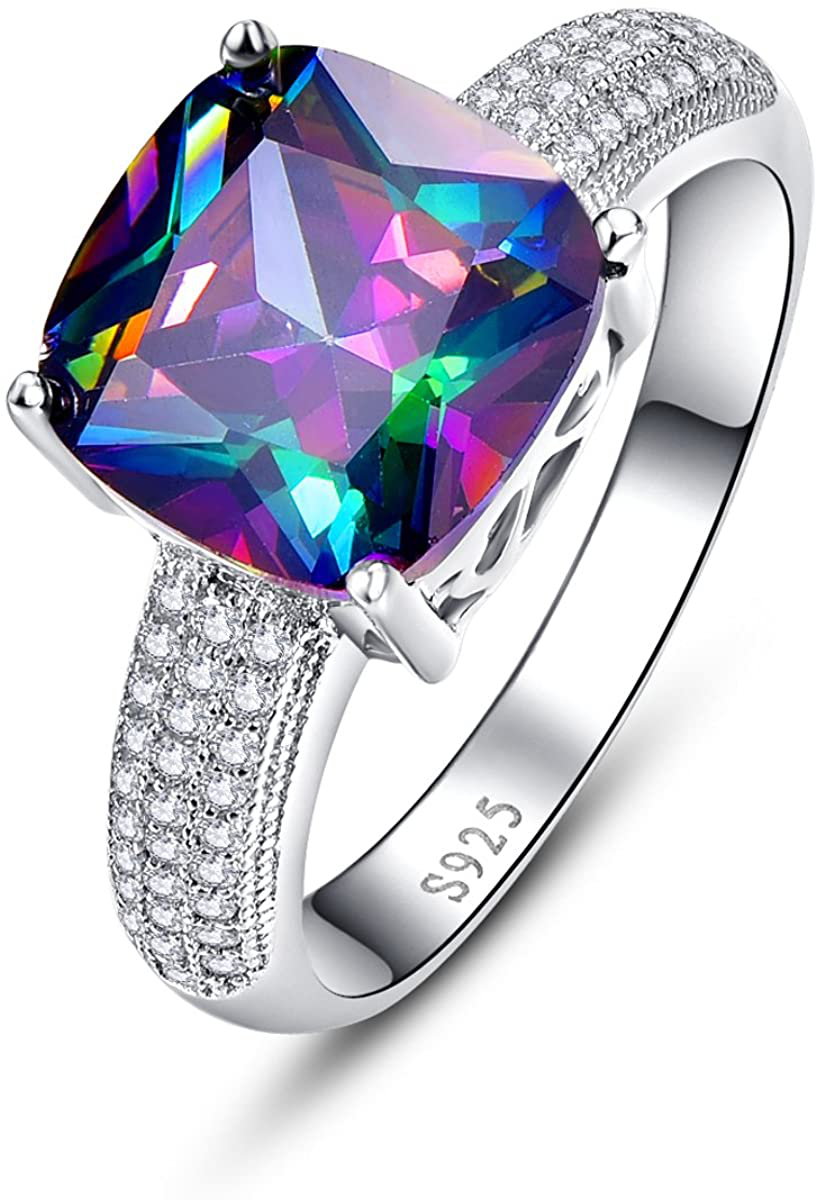 Women'S Rainbow Mystic Topaz 925 Sterling Silver Pendants Ring Earrings Jewelry Set