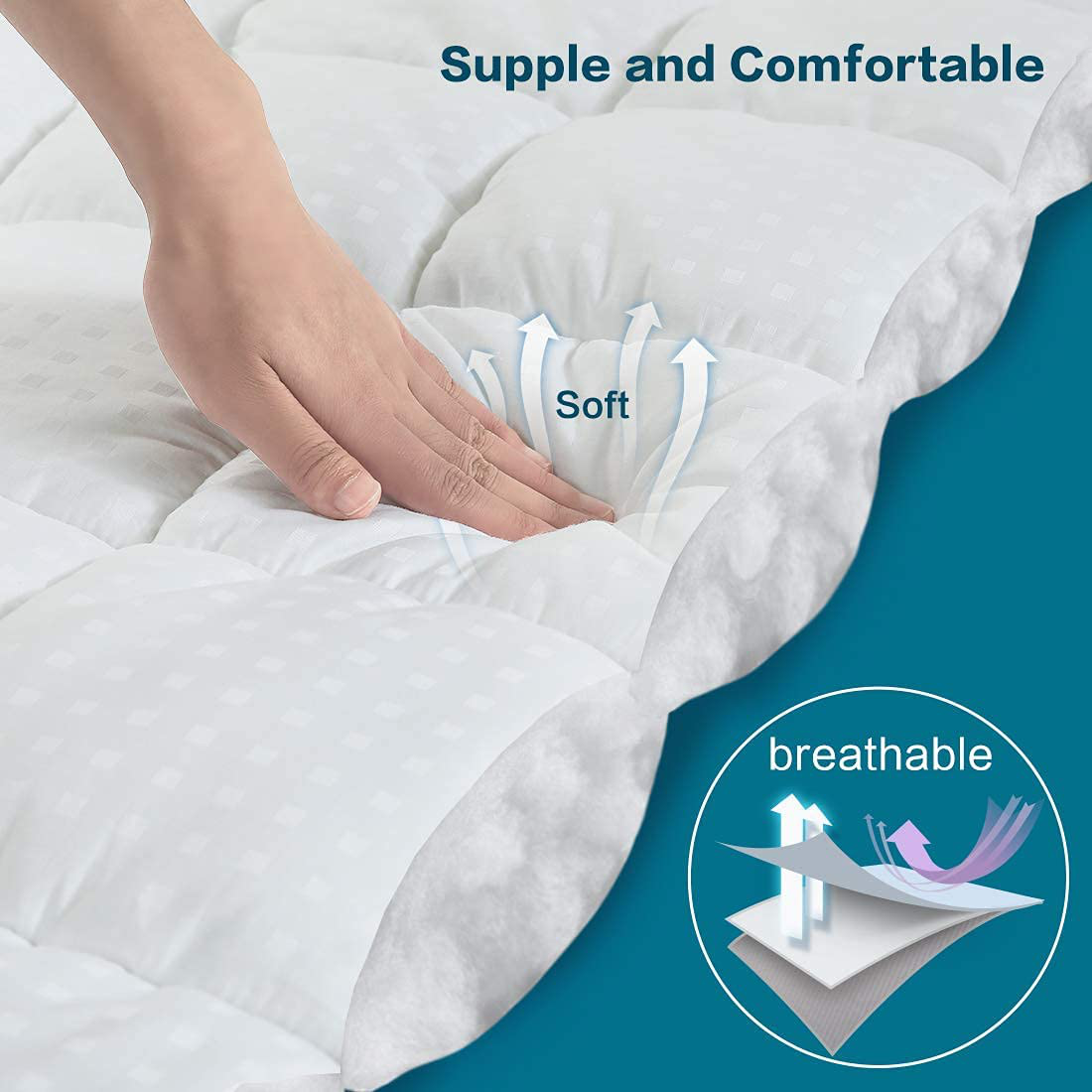 MEROUS King Size Mattress Pad Pillow Top Quilted Mattress Cover Mattress Protector Cotton 8-21" Deep Pocket Cooling Mattress Topper