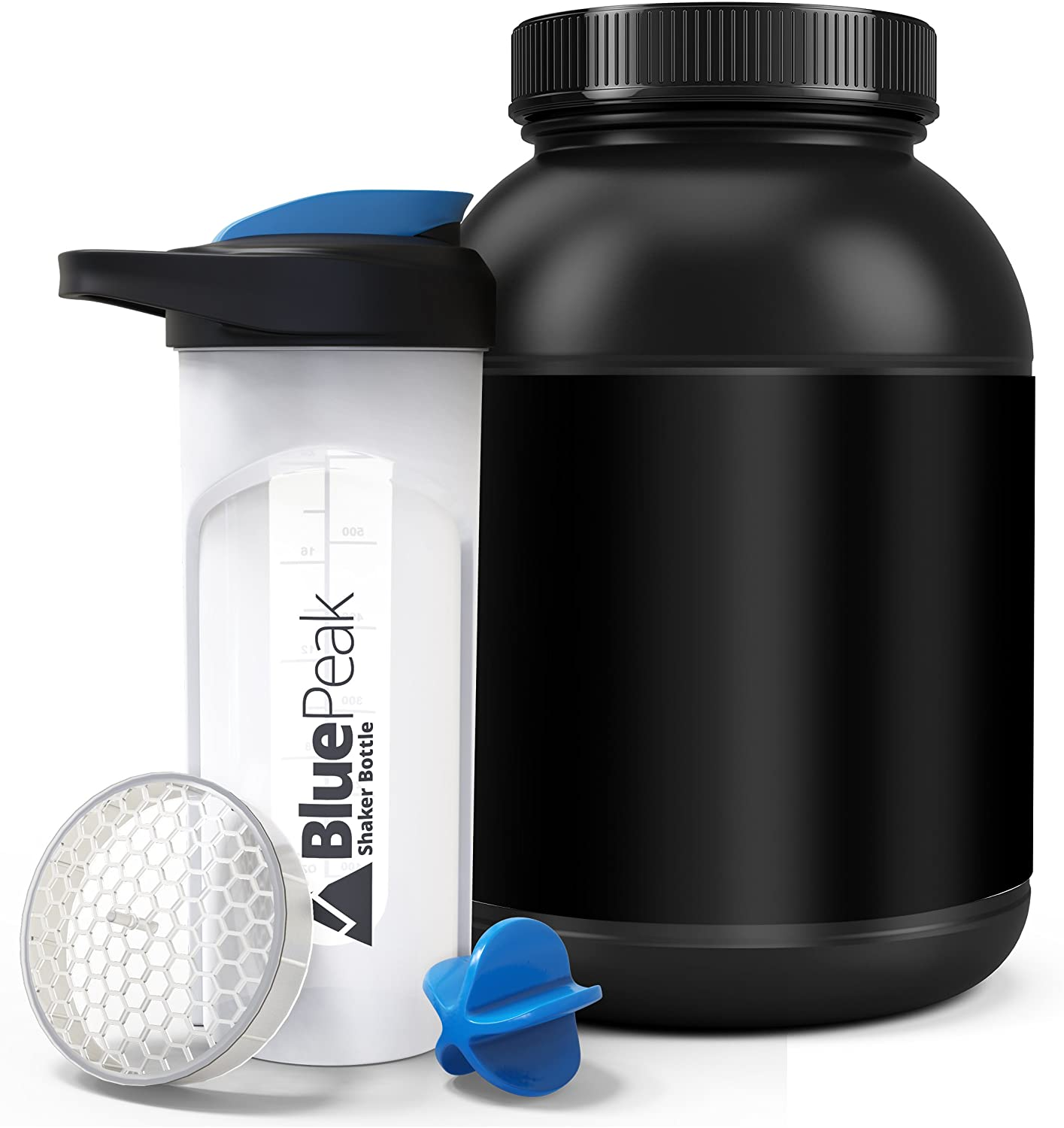 Protein Shaker Bottle 28 Oz with Dual Mixing Technology, Strong Loop Top, BPA Free, Shaker Balls & Mixing Grids Included - On-The-Go Large Protein Shakers