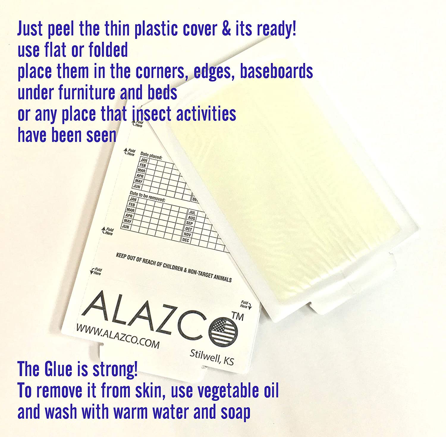 ALAZCO 24 Glue Traps - Excellent Quality Glue Boards Mouse Trap Bugs Insects Spiders, Brown Recluse, Crickets Cockroaches Lizard Scorpion Mice Trap & Monitor Non-Toxic Made in USA