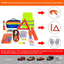 Car Roadside Emergency Kit with Jumper Cables Warning Triangle, Tow Rope, Utility Safety Hammer, Ideal Auto Road Emergency Kit for Truck, RV