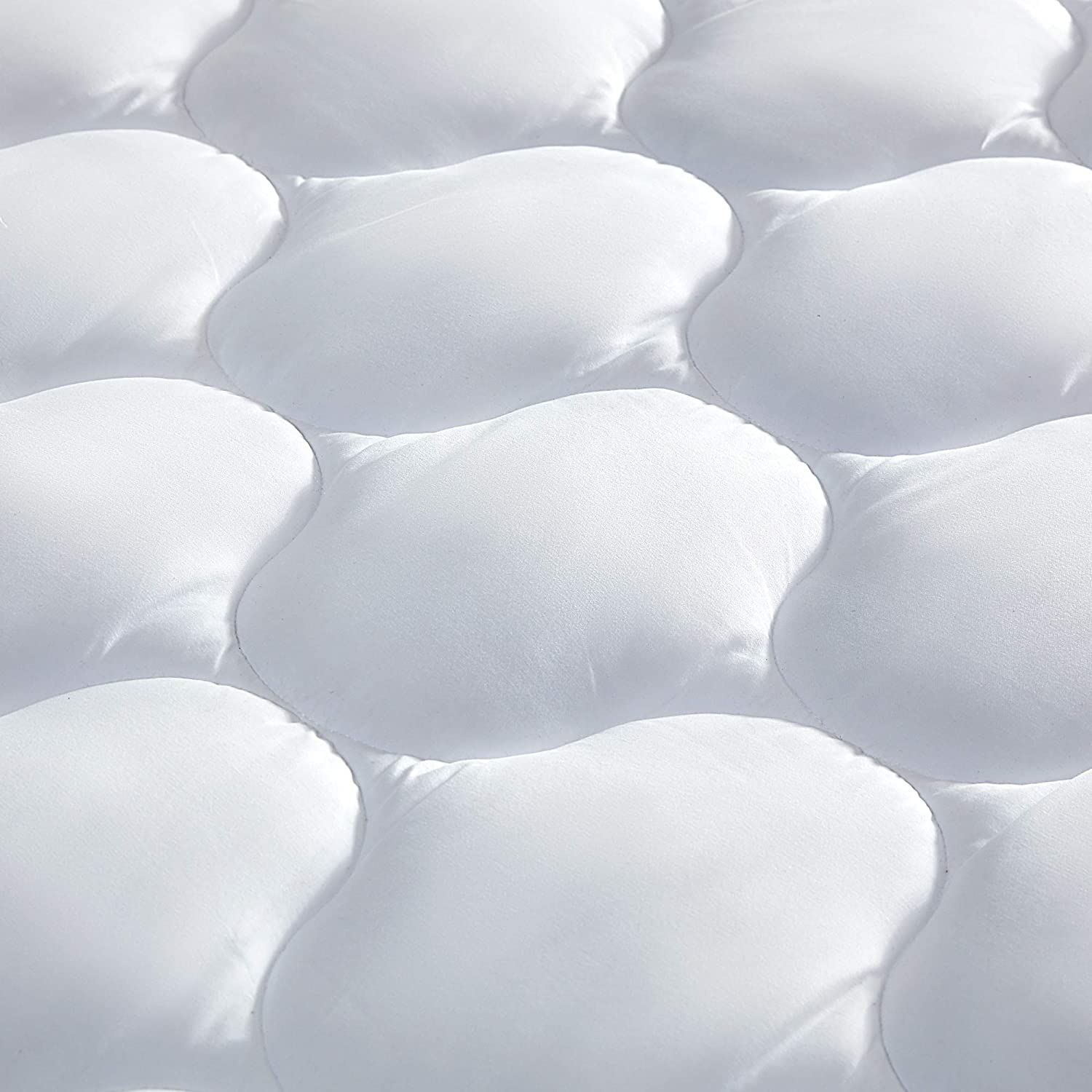 SLEEP ZONE Quilted Mattress Pad Cover - Extra Thick Soft Fluffy Bedding Topper Pillow Top Upto 21 inch Deep Pocket, White, Full
