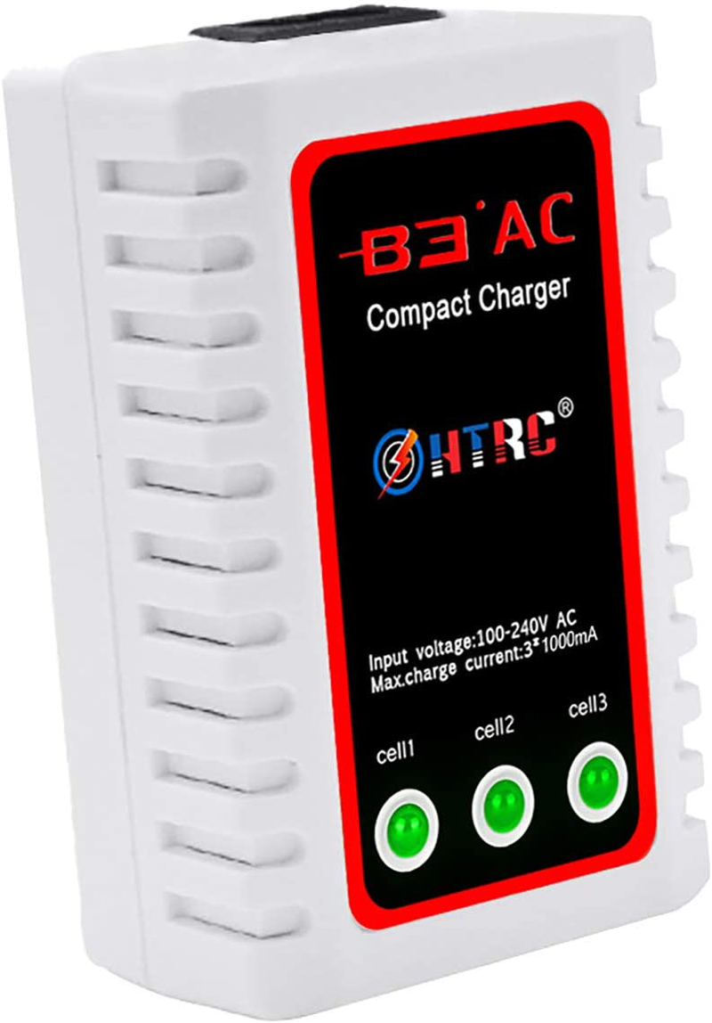 HTRC LiPo Charger 2S-3S Balance Battery Charger 7.4-11.1V RC B3AC Pro Compact Charger(White)