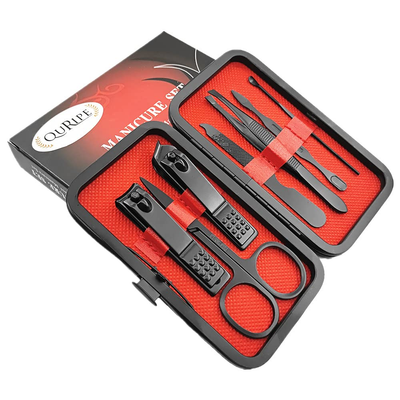 7 Pcs Manicure Set, Nail Clippers Kit, Stainless Steel Manicure Kit, Nail Clipping Tools Portable Travel Grooming Kit, the Best Gift with Luxurious Case (Black-7)