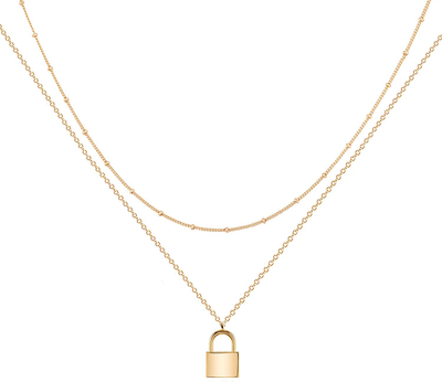 MEVECCO Layered Heart Necklace Pendant Handmade 18K Gold Plated Dainty Gold Choker Arrow Bar Layering Long Necklace for Women