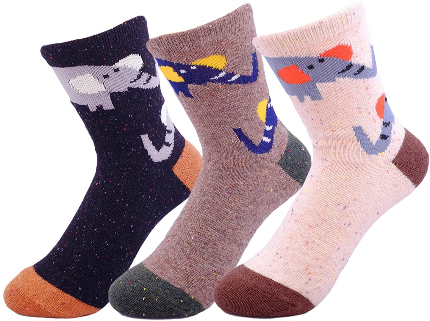 JOYCA & Co. 3-5 Pairs Womens Multicolor Fashion Warm Wool Cotton Thick Winter Crew Socks