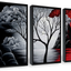Wieco Art Large Size Framed Art Canvas Art Prints Wall Art the Cloud Tree Abstract Pictures Paintings for Bedroom Home Office Decorations Contemporary Artwork 3 Panels Black Frames