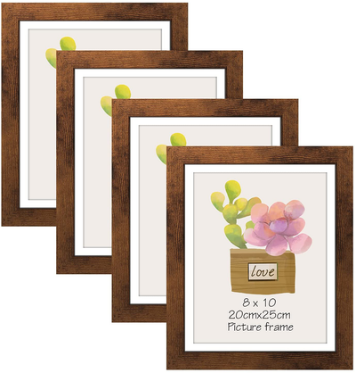 SPEPLA 8x10 picture frames set of 4, Wooden Rustic Picture Frame for Wall or Tabletop, Brown