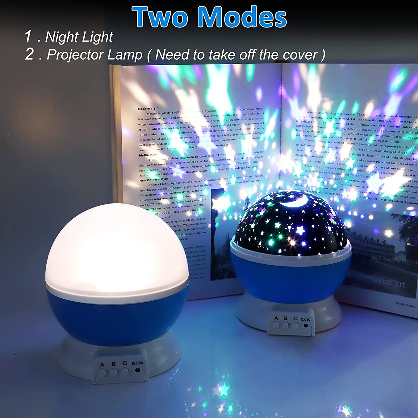 Night Light for Kids, Votozi Kids Night Light, Star Night Light, Moon and Star Projector 360 Degree Rotation - 4 LED Bulbs 9 Light Color Changing with USB Cable, Unique Gift for Men Women Children