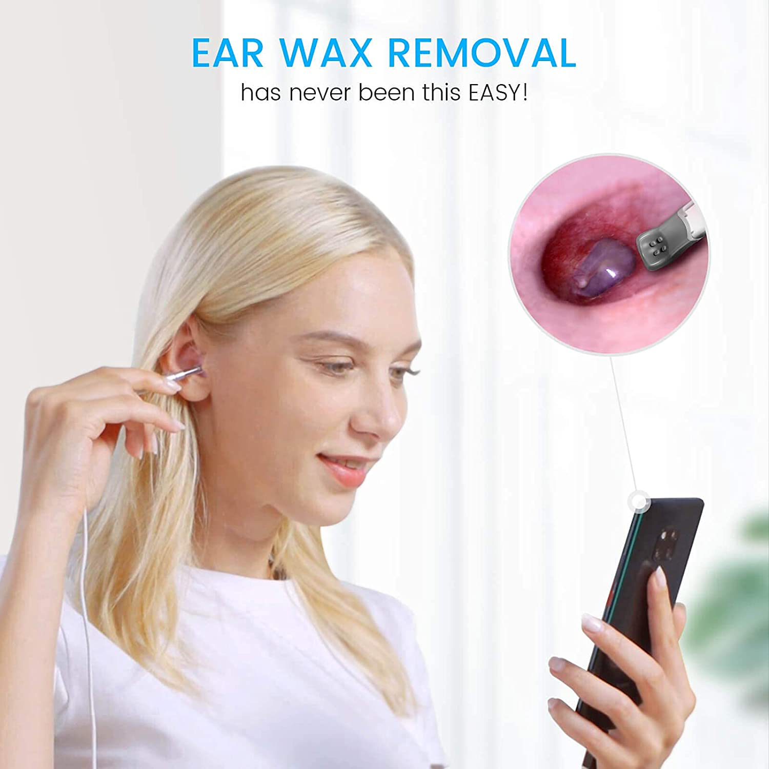 Anykit Ear Wax Removal Tool, HD Otoscope for Android and PC-NOT for iPhone/iPad, Ultra Clear View Ear Camera with Wax Remover, Ear Endoscope with LED Lights, Ear Cleaning Camera with Ear Spoon