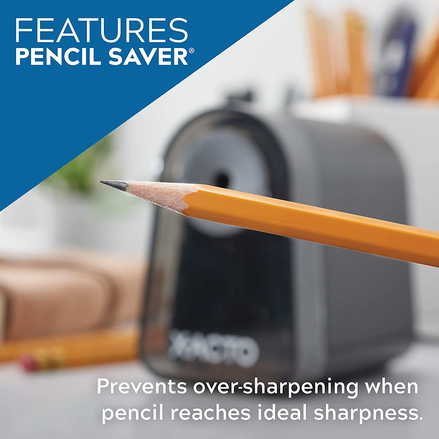 X-ACTO Pencil Sharpener | Mighty Mite Electric Pencil Sharpener, With Pencil Saver, SafeStart Motor, Black, 1 Count