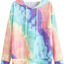 SweatyRocks Women's Long Sleeve Hoodie Sweatshirt Colorblock Tie Dye Print Tops
