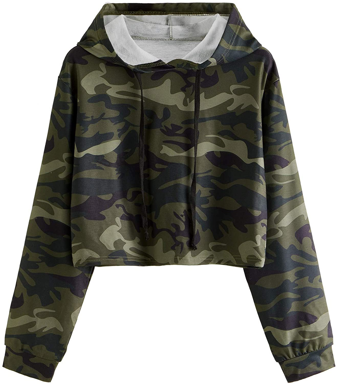 MakeMeChic Women's Camo Printed Long Sleeve Sweatshirt Crop Top Hoodies