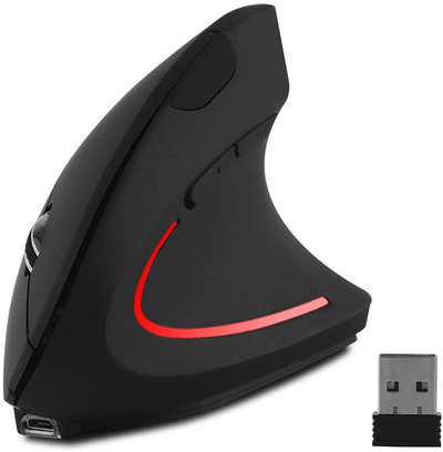 Wireless Vertical Mouse, Wireless Ergonomic Vertical Mouse, 2.4G High Precision Optical Mice 800/1200/1600DPI for PC Laptop Desktop Mac (Ergonomic Mouse-Rechargeable)