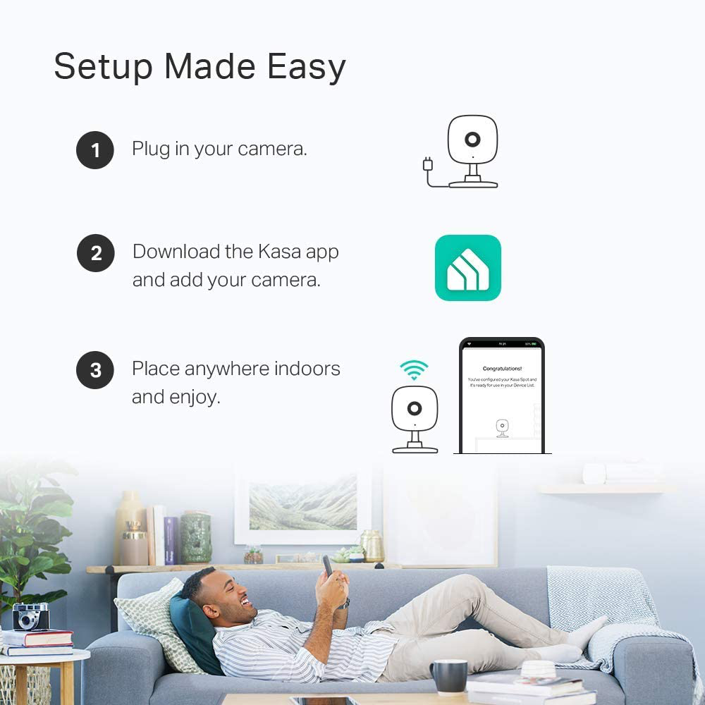 Kasa Indoor Smart Home Camera by TP-Link, 1080p HD Security Camera wireless 2.4GHz with Night Vision, Motion Detection for Baby Monitor, Cloud & SD Card Storage, Works with Alexa & Google Home (EC60)