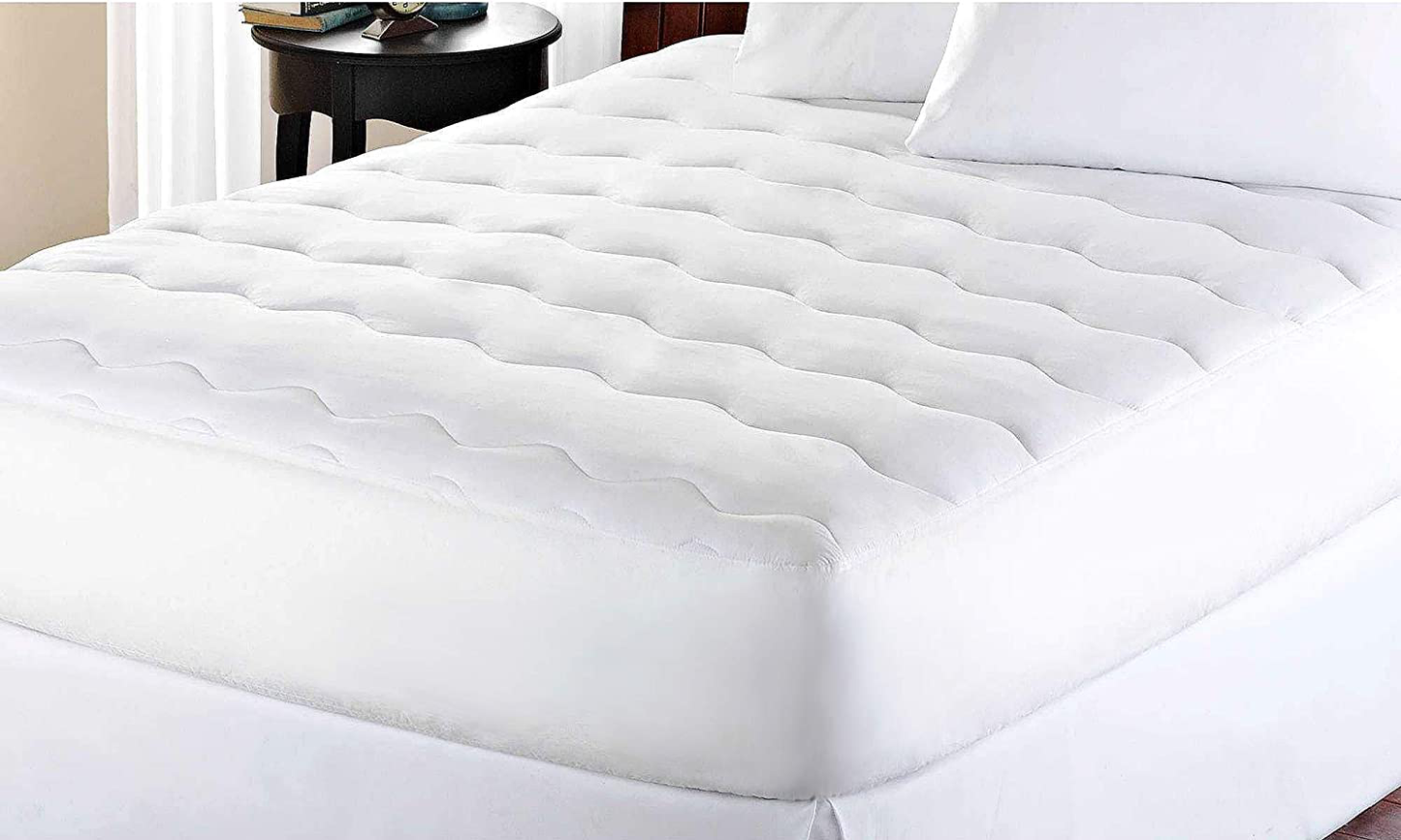 kathy ireland Microfiber Waterproof Mattress Pad (Topper) - 18'' Stretchable Pocket, Twin, White