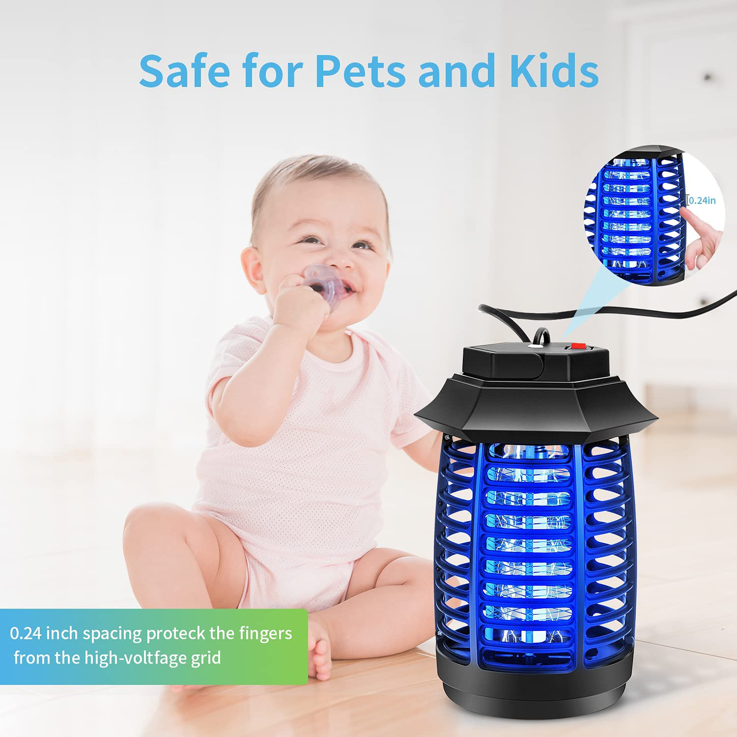 BOTARO Bug Zapper, Effective 4250V Mosquito Zappers Killer, Waterproof Insect Fly Traps Gnat Killer for Indoor/Outdoor - Electronic Light Bulb Lamp for Backyard, Patio and Home