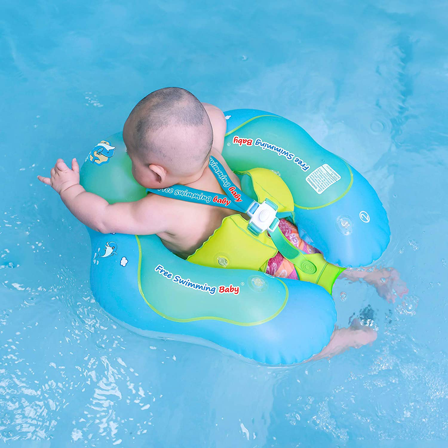 Free Swimming Baby Inflatable Baby Swim Float Children Waist Ring Inflatable Pool Floats Toys Swimming Pool Accessories for The Age of 3-72 Months(Blue, L)