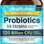 NewRhythm Extra Strength Probiotics 120 Billion CFU 36 Strains, 3-in-1 Digestive & Immune Support with Prebiotics & Enzymes, Targeted Release, Stomach Acid Resistant, No Refrigeration, Non-GMO, Vegan