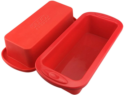 Silicone Bread and Loaf Pans - Set of 2 - SILIVO Non-Stick Silicone Baking Mold for Homemade Cakes, Breads, Meatloaf and Quiche - 8.9"x3.7"x2.5"