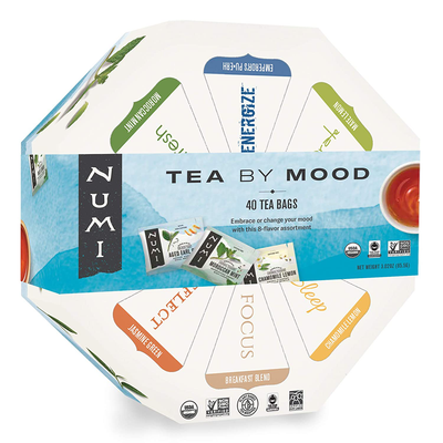Numi Organic Tea by Mood Gift Set, 40 Count Tea Bag Assortment - Premium Organic Black, Pu-Erh, Green, Mate, Rooibos & Herbal Teas (Packaging May Vary)