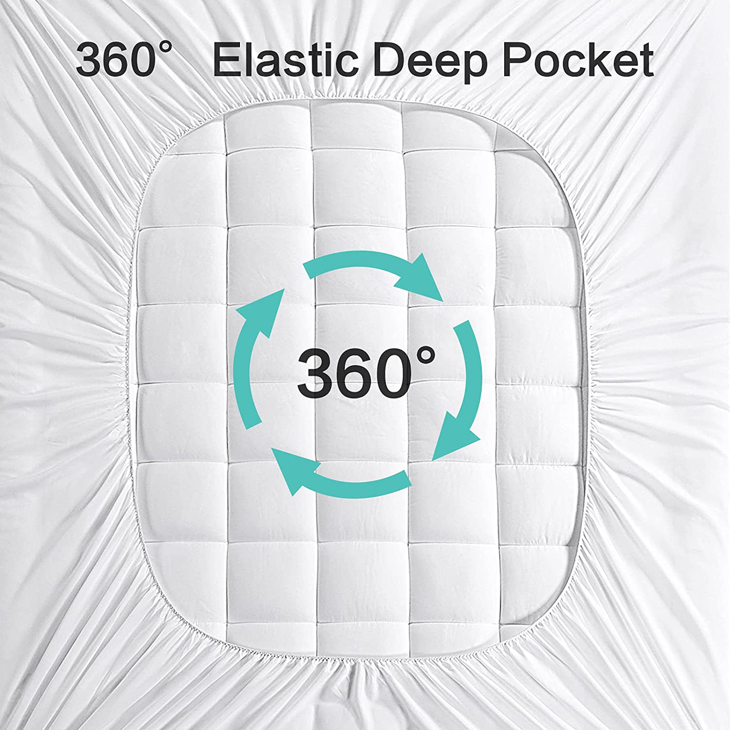 EASELAND Bamboo Mattress Topper Pillow Top Mattress Cover Quilted Fitted Mattress Pad Padded Mattress Protector 8-21" Deep Pocket (Short Queen, White - Bamboo Fiber)