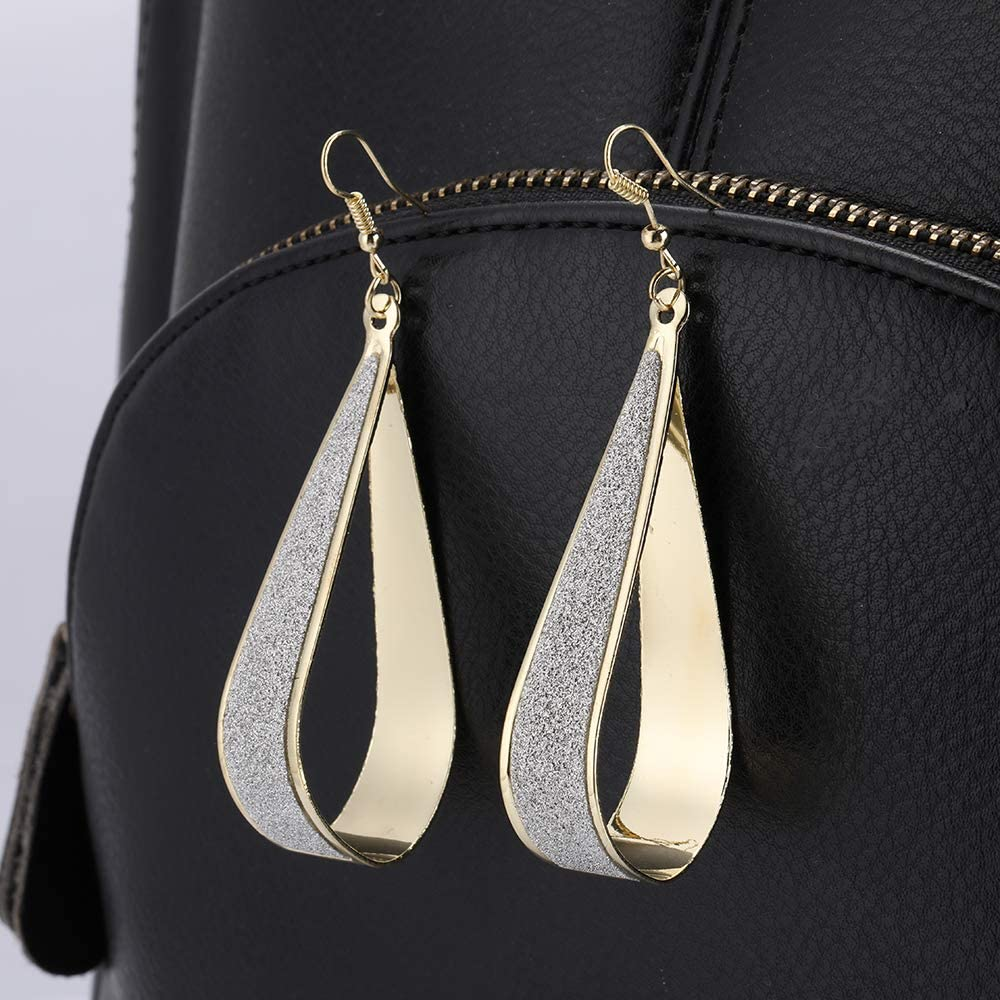 Silver Crystal Scrub Water Drop Hook Dangle Earrings Fashion Women Party (Gold)