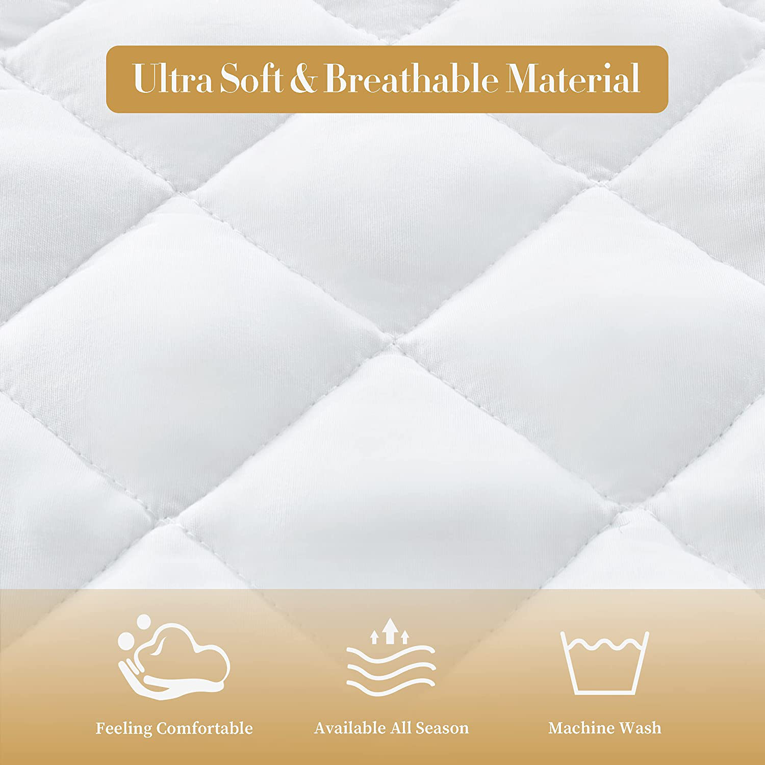 Twin Quilted Fitted Mattress Pad, 100% Waterproof Breathable Mattress Protector Stretches up to 21" Inches, Deep Pocket Cotton Snow Down Alternative Filling Mattress Cover