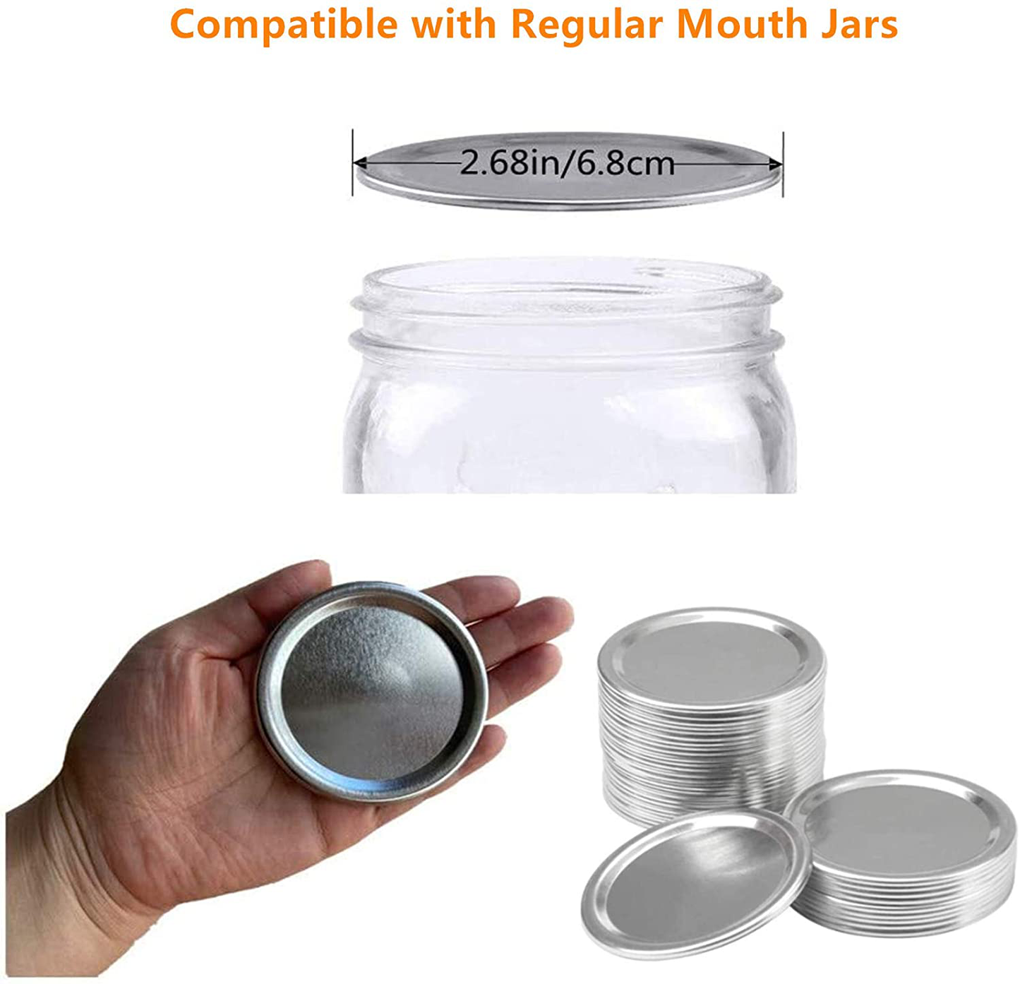 Canning Jar Lids Regular Mouth, Xin store 24 Pcs Regular Canning Supplies Lids for Mason Jars Split-Type Lids with Silicone Seals Rings Leak Proof Metal Caps(Bands Not Included)