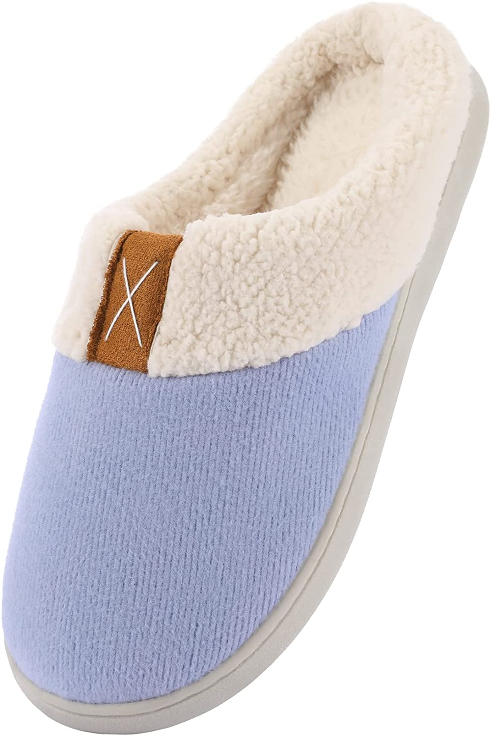 Ekouaer Womens Slippers Memory Foam Fleece Lined Slipper Warm Anti-Skid Rubber Sole Fuzzy House Shoes