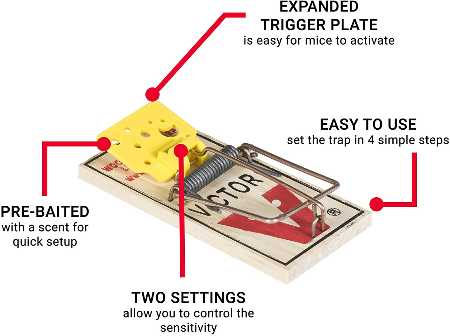 Victor Easy Set Mouse Trap - 18 Pack (72 Total Traps)