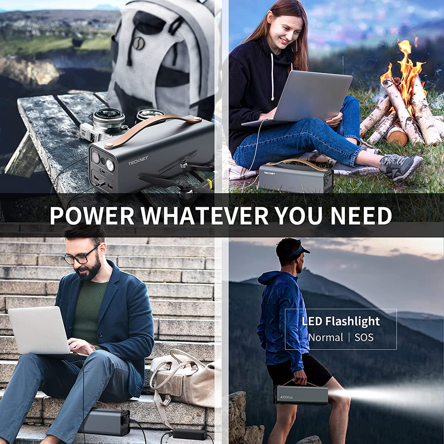 TECKNET Portable Laptop Charger, 42000mAh/155Wh Portable Power Bank, 110V/150W AC Outlet Pure Sine Wave, PD 45W, USB QC 3.0 Portable Power Station, Battery Backup Power Supply for Home Outdoor