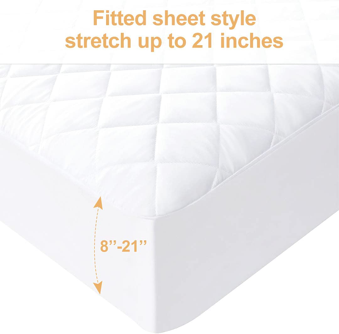 Jadeite star King Quilted Waterproof Mattress Pad, Cotton Filling Breathable Soft Mattress Protector, Fitted 8" - 21" Deep Pocket Bed Cover