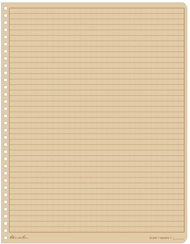 Rite in the Rain Weatherproof Side Spiral Notebook, 8.5" X 11", Tan Cover, Universal Page Pattern (No. 973T-MX), One Size