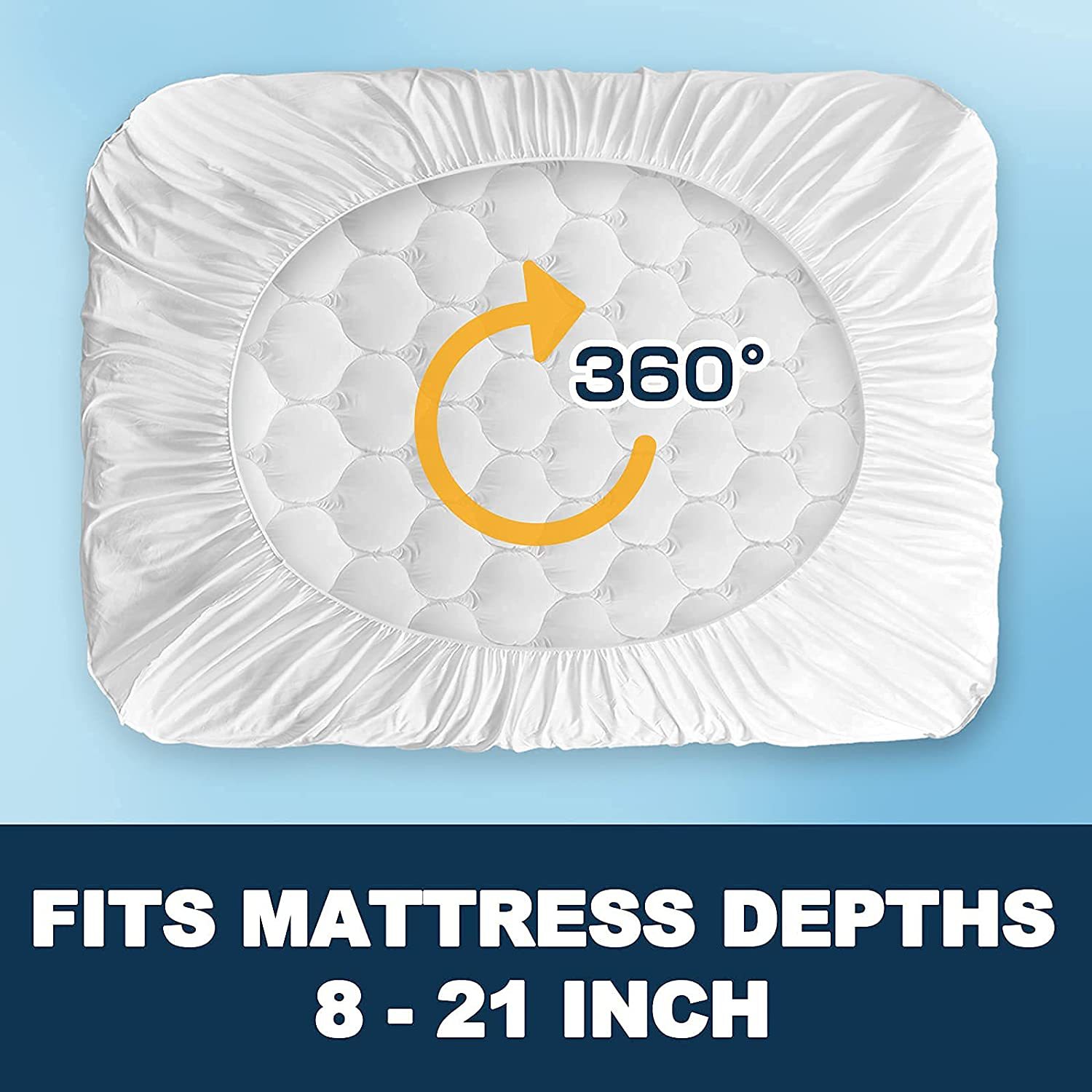 King Size Mattress Pad Pillow Top Mattress Cover 8-21 Deep Pocket Cooling Bed Topper Protector Elastic Fitted