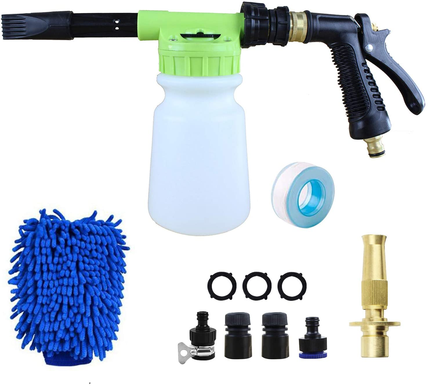 Car Foam Gun Pressure Washer Blaster Hose Wash Sprayer Foam Cannon with Adjustment Ratio Dial for Car Home Cleaning Garden with 0.26 Gallon Bottle