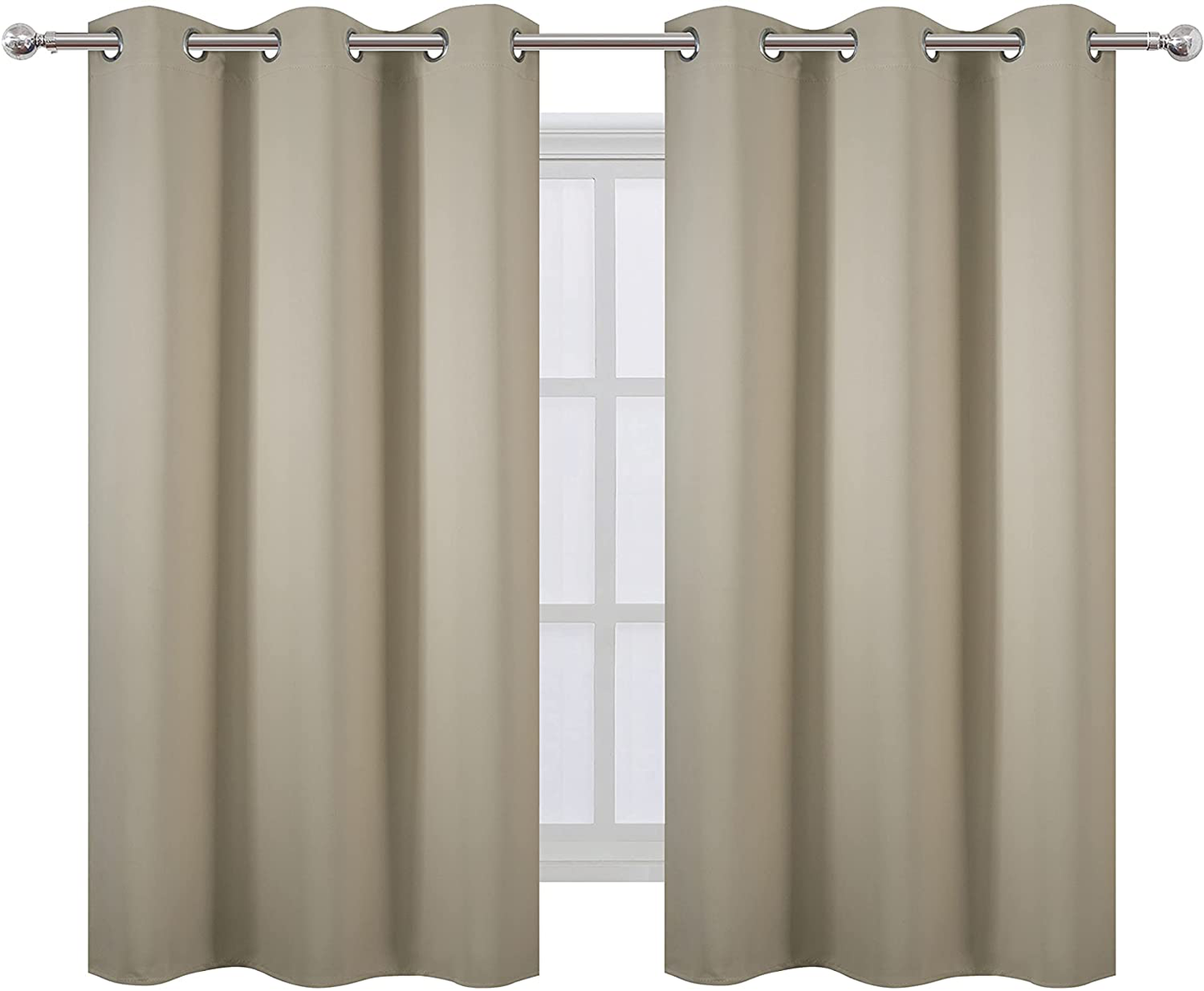 LEMOMO Light Green Blackout Curtains/42 x 84 Inch/Set of Two Panels Grommet Bedroom Curtains