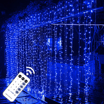 MAGGIFT 304 LED Curtain String Lights, 9.8 x 9.8 ft, 8 Modes Plug in Fairy String Light with Remote Control, Christmas, Backdrop for Indoor Outdoor Bedroom Window Wedding Party Decoration, Blue