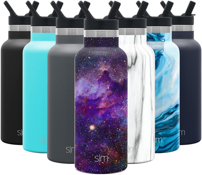 Simple Modern Insulated Water Bottle with Straw Lid Reusable Ascent Narrow Standard Mouth Flask, Pattern: Nebula, 17oz
