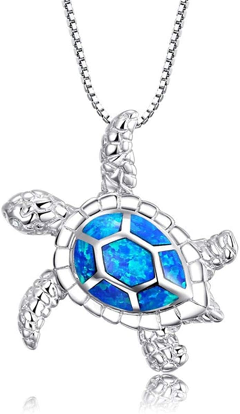 925 Silver Cute Turtle Pendant Necklace Lovely Animals Blue Diamond Necklace Jewelry Gifts