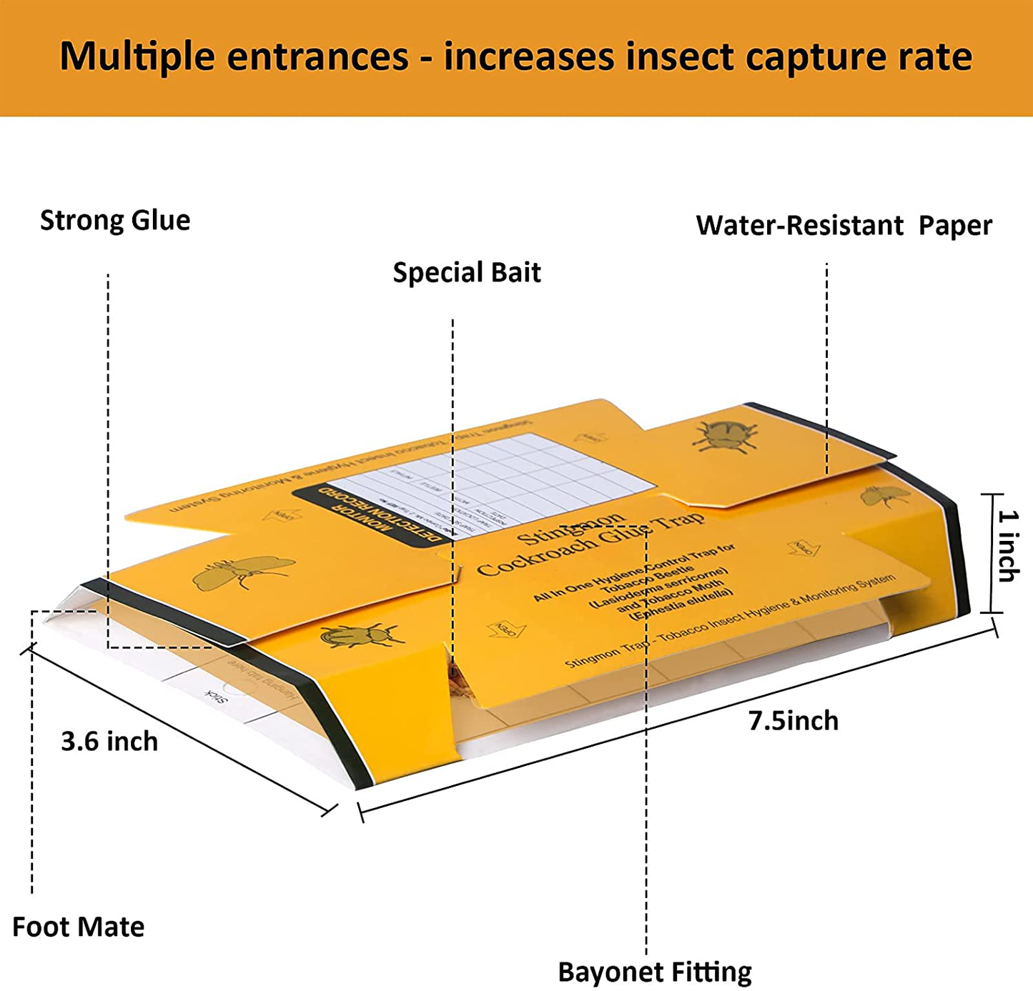 24 Pack Roach Traps Cockroach Killer Indoor Home Glue Traps for Roaches Bugs Spiders Crickets Beetles