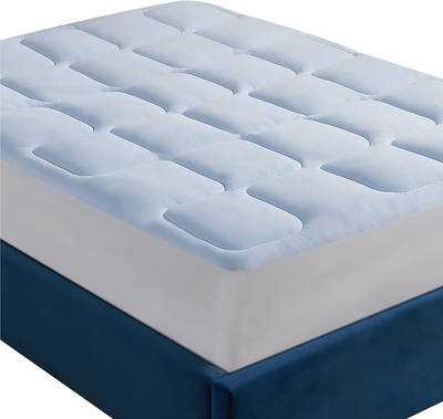 Bedsure Full Size Mattress Pad - Breathable Cooling Mattress Pad Bedding Quilted Cool Mattress Cover Deep Pocket Fits Up to 18 inches Blue (Full 54"x75")