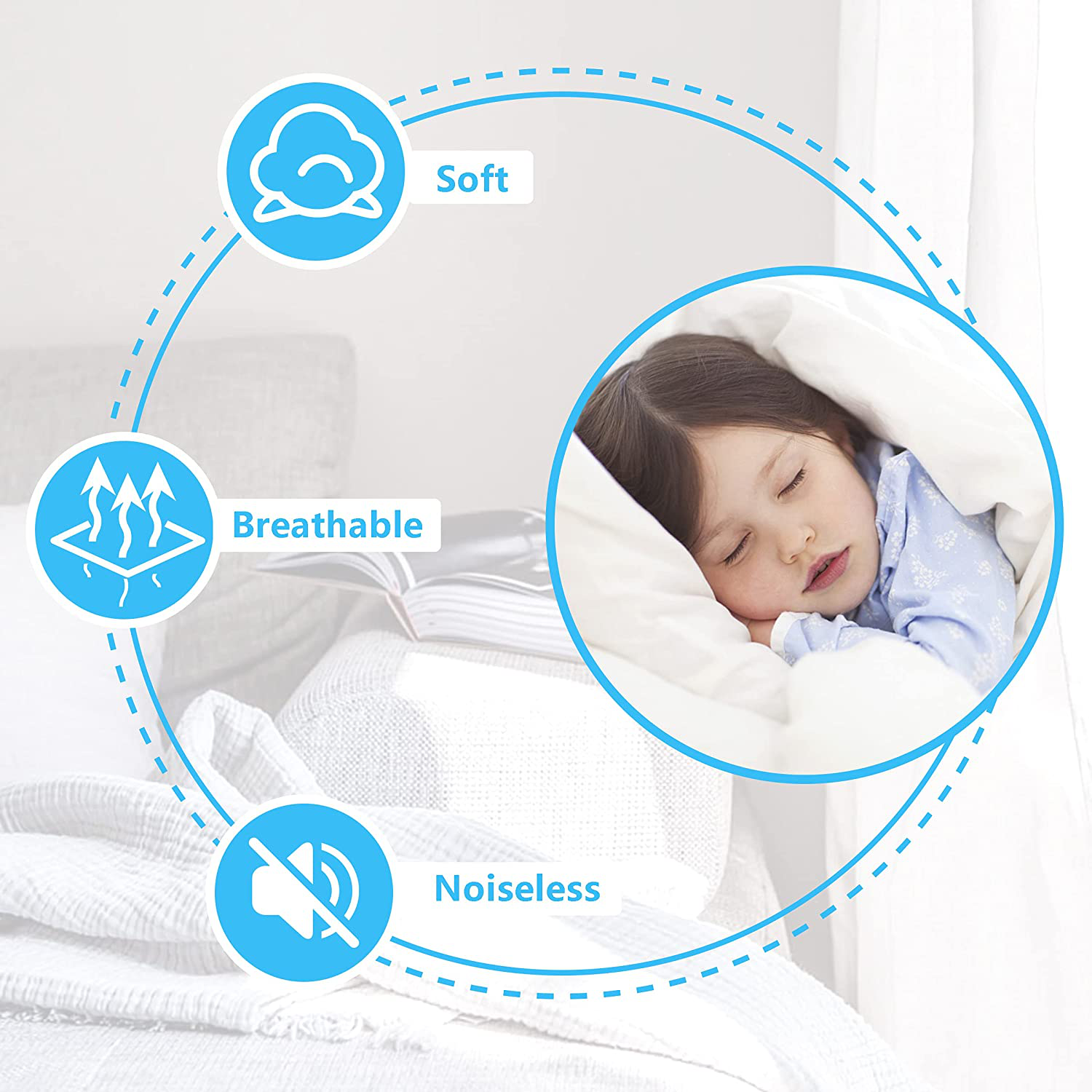 Ruili Cal King Quilted Fitted Mattress Pad, 100% Waterproof Deep Pocket Stretch Up to 21 Inches Mattress Protector Soft Snow Cotton Filling Mattress Cover