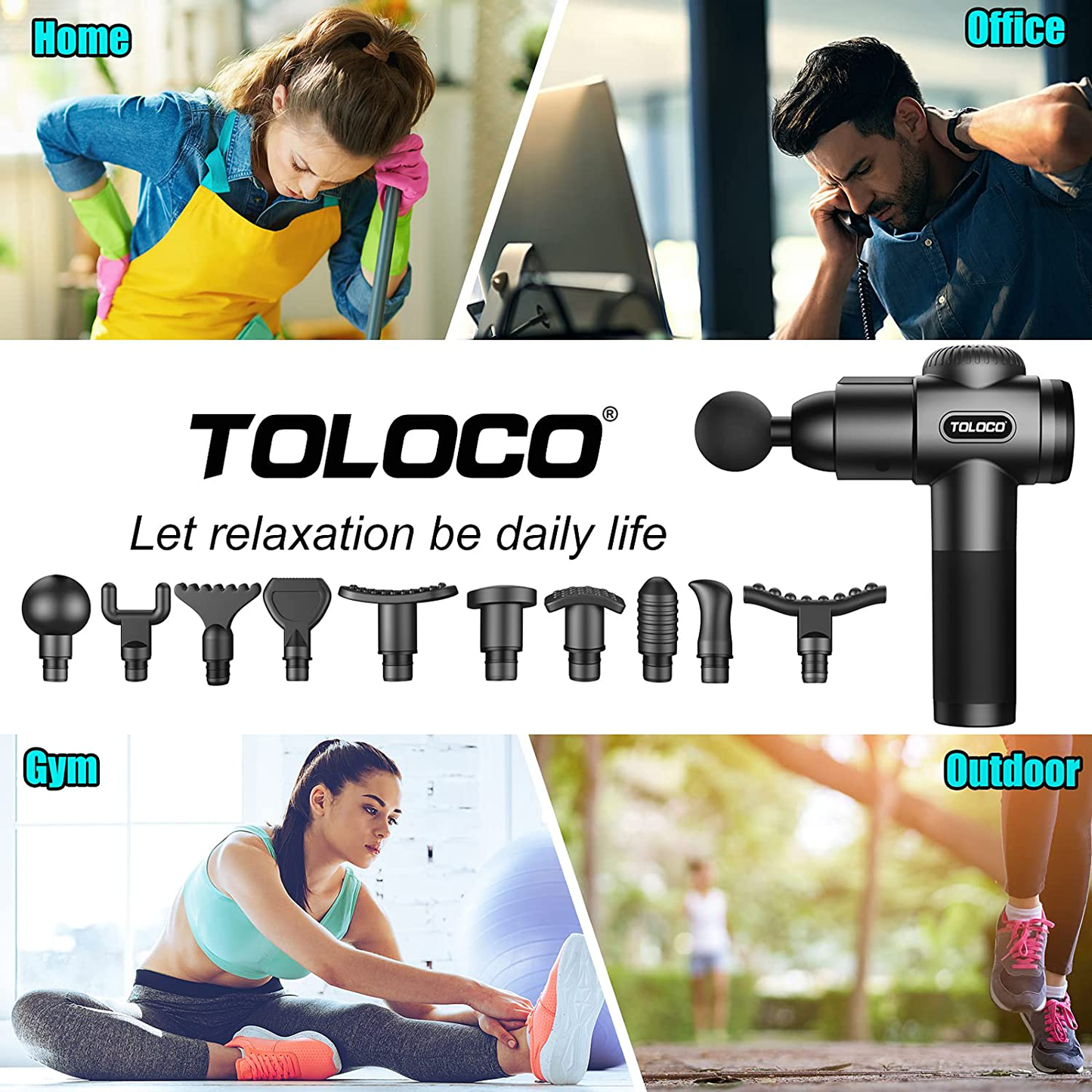 TOLOCO Massage Gun, Upgrade Percussion Muscle Massage Gun for Athletes, Handheld Deep Tissue Massager